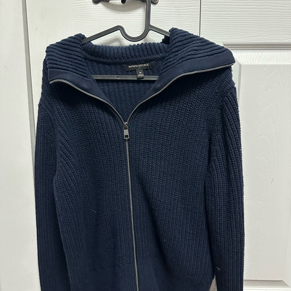 Banana Republic Deep Blue Zip-Up Sweater